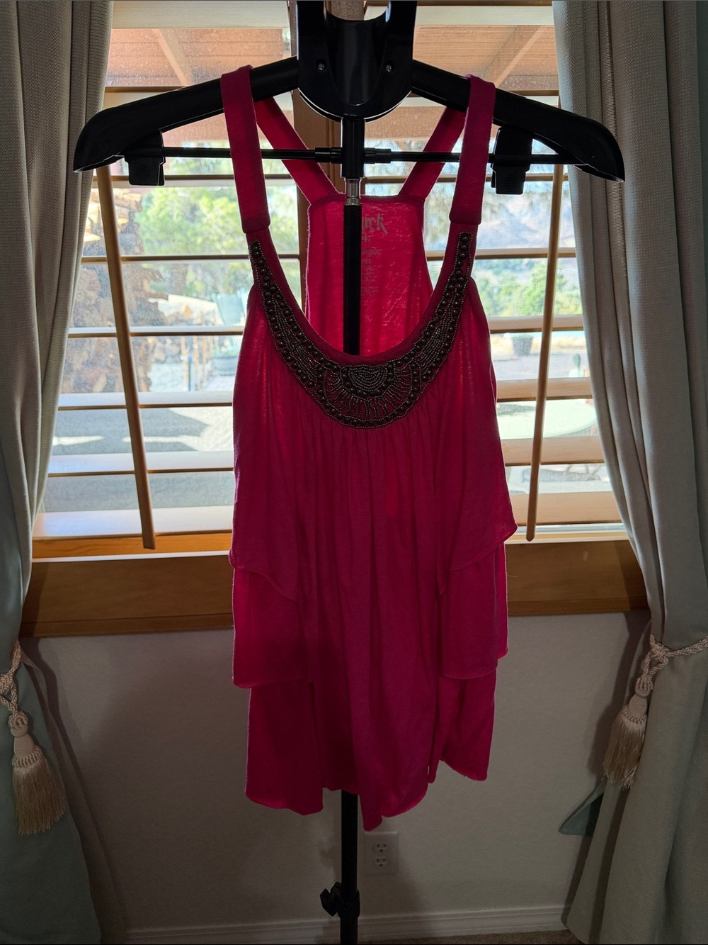 Wrangler Hot Pink Beaded Racerback Camisole